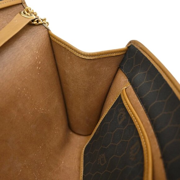 CHRISTIAN DIOR Logos Honeycomb Chain Shoulder Bag PVC Leather Brown Gold 69EF575 - Picture 13 of 13
